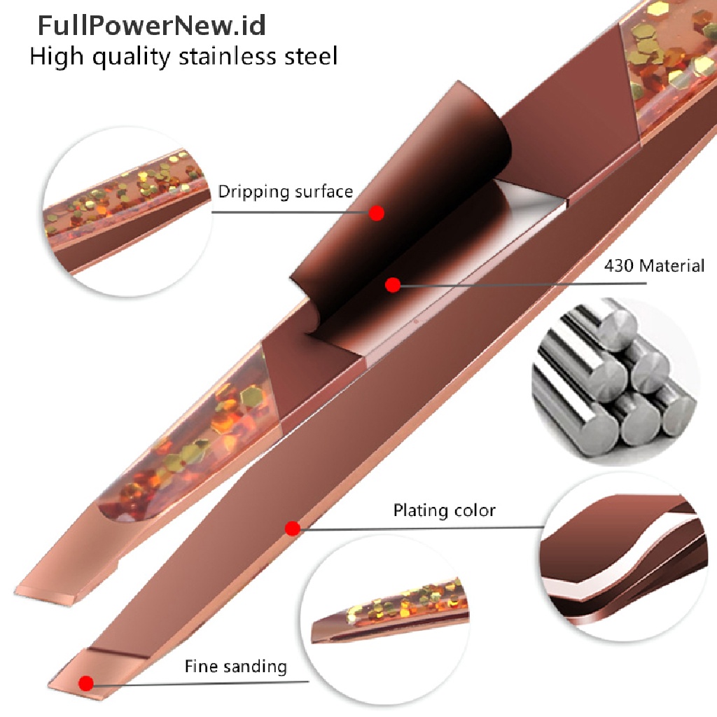 Power 1Pc Pinset Alis Kecantikan Rambut Miring Stainless Steel Slant Tip Makeup Clip ID