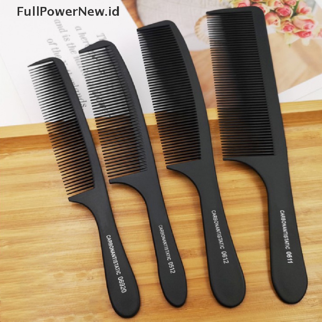 Power 2pcs Sisir Salon Rambut Hitam Hairdressing Carbon Comb Antistatis Dan Tahan Panas ID