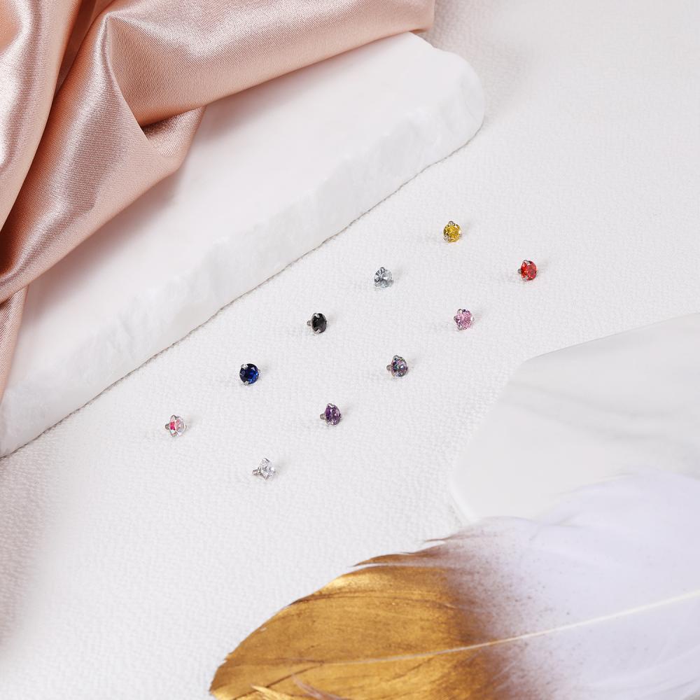 1pc 2.5/3/4mm Warna Kristal Dermal Anchor Piercing Stainless Steel Micro Dermal Permukaan Tindik Top Piercing Penyelam Kulit