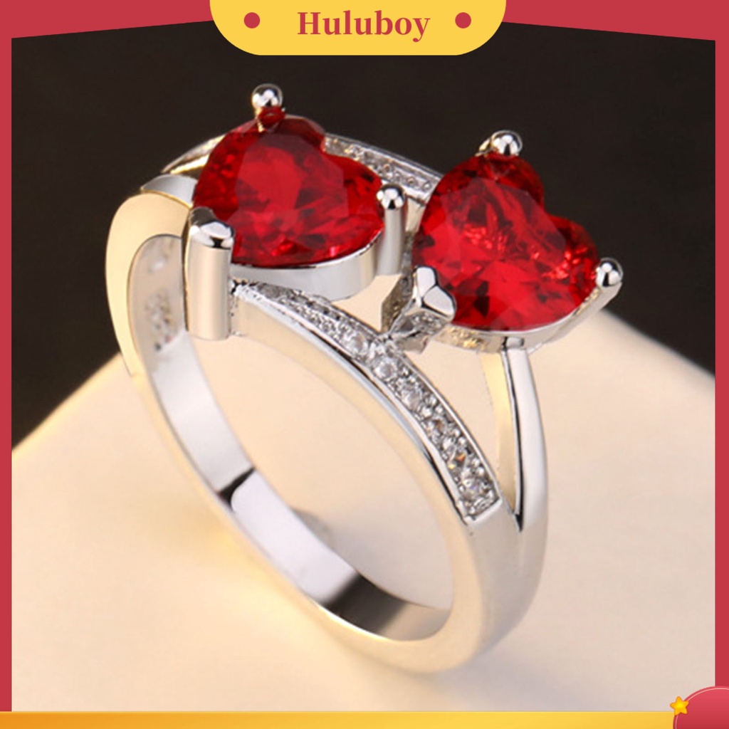 {Ready Stock} Cincin Alloy Portable Ringan Dekorasi Jari Logam Kecil Cinta Bentuk Hati Cincin Tunangan Untuk Wanita