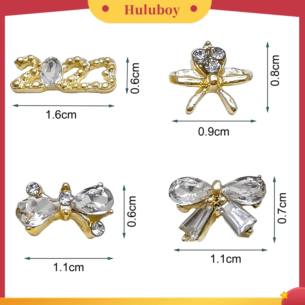 {In Stock} 10Pcs Berlian Imitasi Kuku Multiguna Mengkilap Tiga Dimensi Hias Anti Jatuh DIY Hadiah Nomor2023 Bow-knot Bintang Laut Nail Art Perhiasan Untuk Wanita