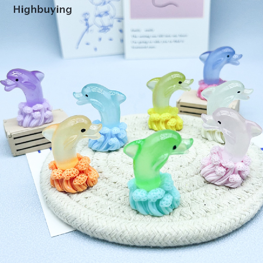 Hbid 5 Pcs Fluorescence Kartun Dolphin Dekorasi Kamar Ornamen DIY Miniatur Dolphin Dekorasi Lanskap Aksesoris Glory