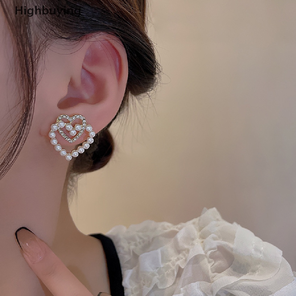 Hbid Anting Mutiara Hati Pernyataan Emas Temperamen Anting Perhiasan Hadiah Menghias Glory