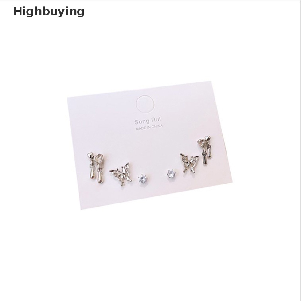 Hbid 6pcs/set Anting Hoop Vintage Warna Silver Fashion Korea Untuk Perhiasan Wanita Y2K Glory