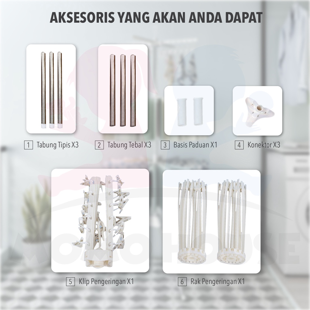 MOMO HOUSE jemuran menara baju bayi drying rack baju stand hanger foldable drying rack jemuran baju lipat bayi 3 susun stainless