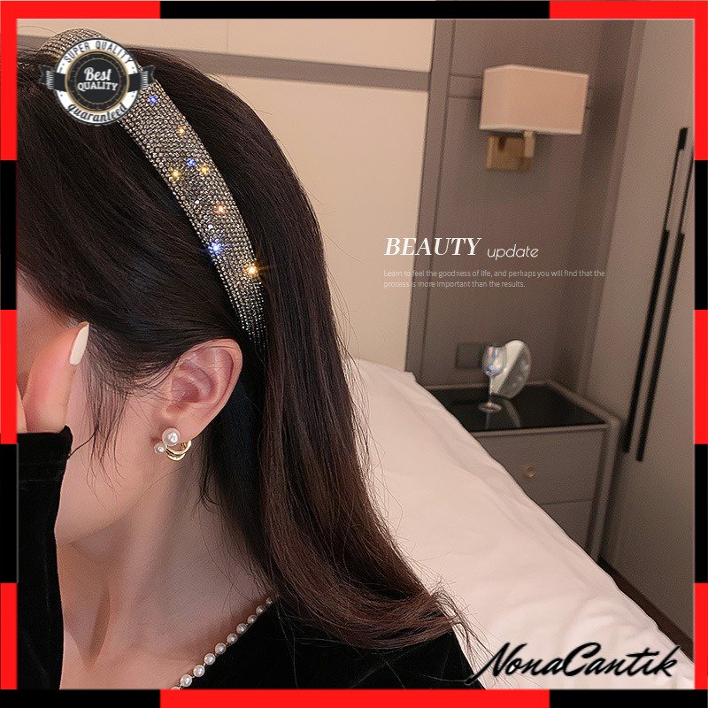 Bando Korea 2.5cm Impor dengan Aksen Kristal Permata Lucu Korean Crystal Headband Aksesoris Wanita