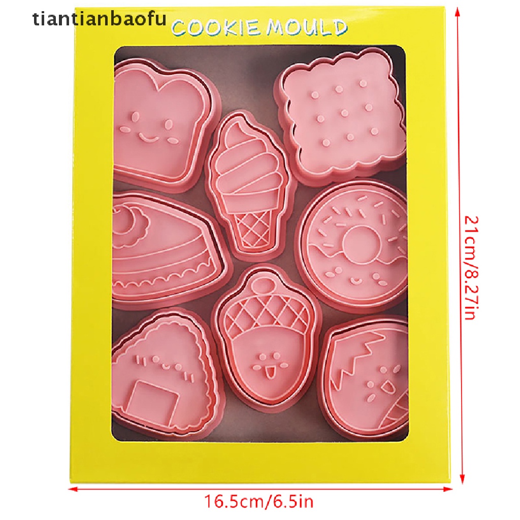 [tiantianbaofu] 8pcs/set Cookie Cutter Fondant Cetakan Kue Kering Plastik DIY Fondant Pastry Decorag Baking Alat Masak Butik