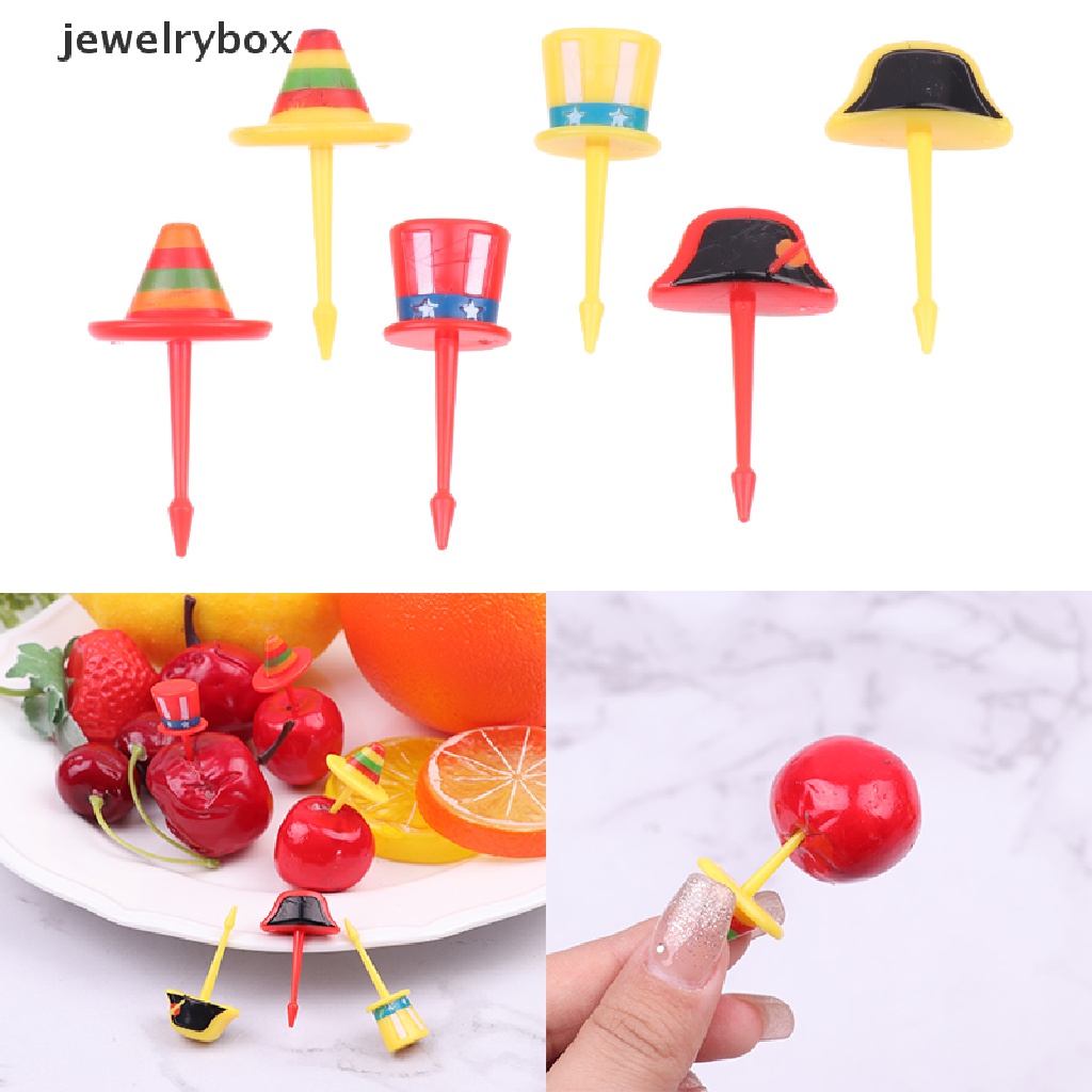 [jewelrybox] 6pcs/set Topi Mini Food Pick Kid Makanan Buah Garpu Bento Box Decor Reusable Boutique