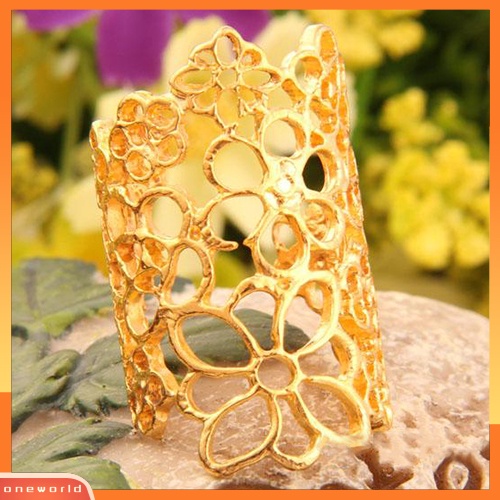 {oneworld} Fashion Perhiasan Wanita Berongga Bunga Paduan Pembukaan Yang Dapat Disesuaikan Pesta Prom Cincin