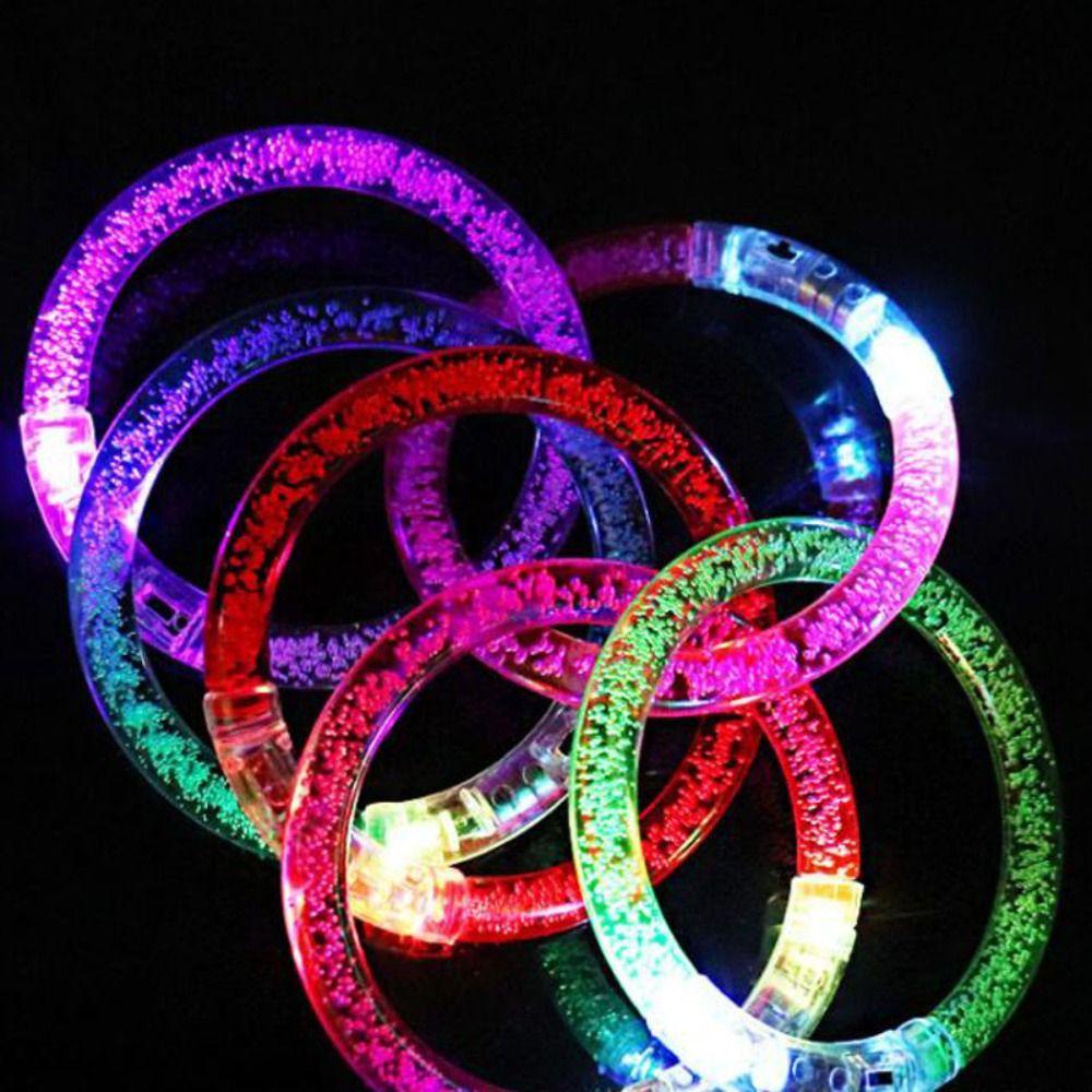 Lanfy Flash Gelang Mainan Untuk Anak Warna Luminescent Mainan Warna-Warni Bercahaya Gelang Pergelangan Tangan Tali Spire Lamella Mainan Anak Led Flash Color Bubble Bracelet