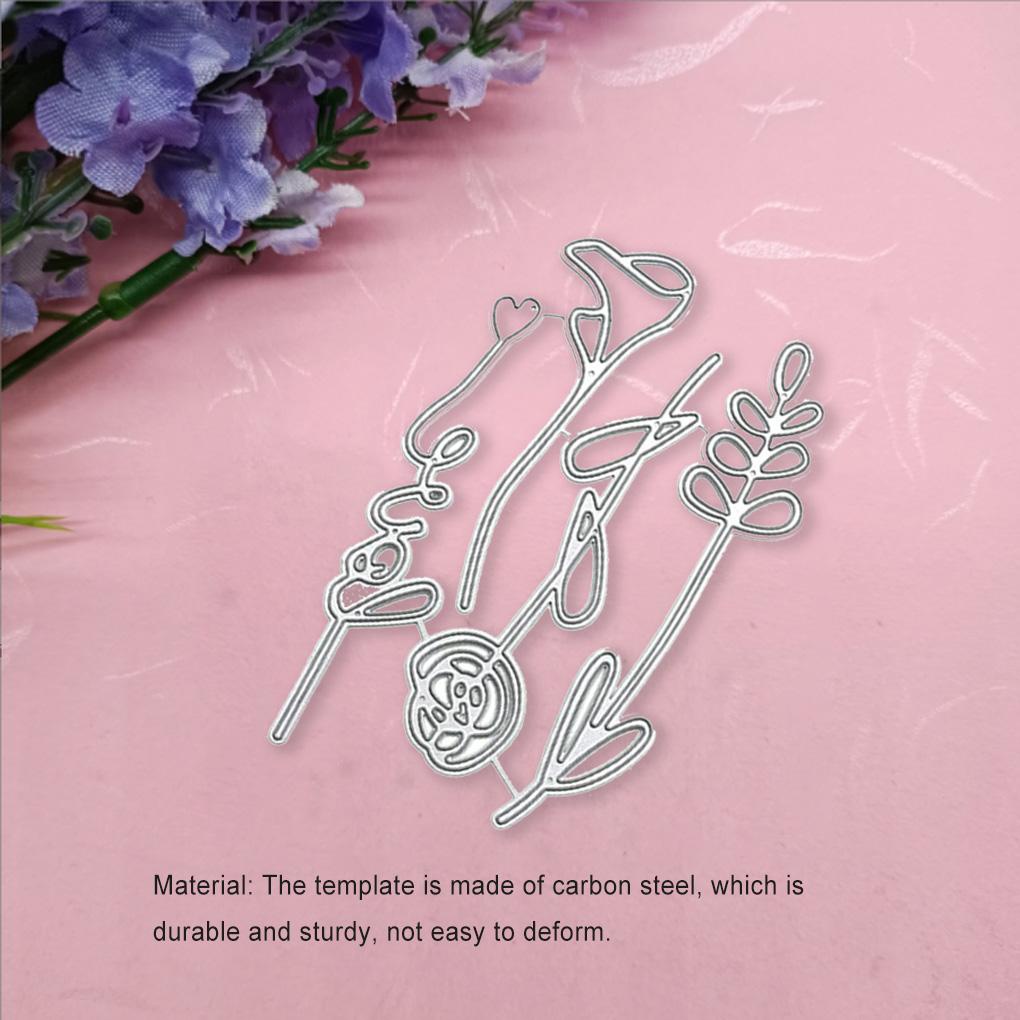 Metal Flower Cutting Dies Carbon Steel Heart Scrapbooking Stamp Dekorasi Cetakan Template Kartu Album Foto Stampin Tag