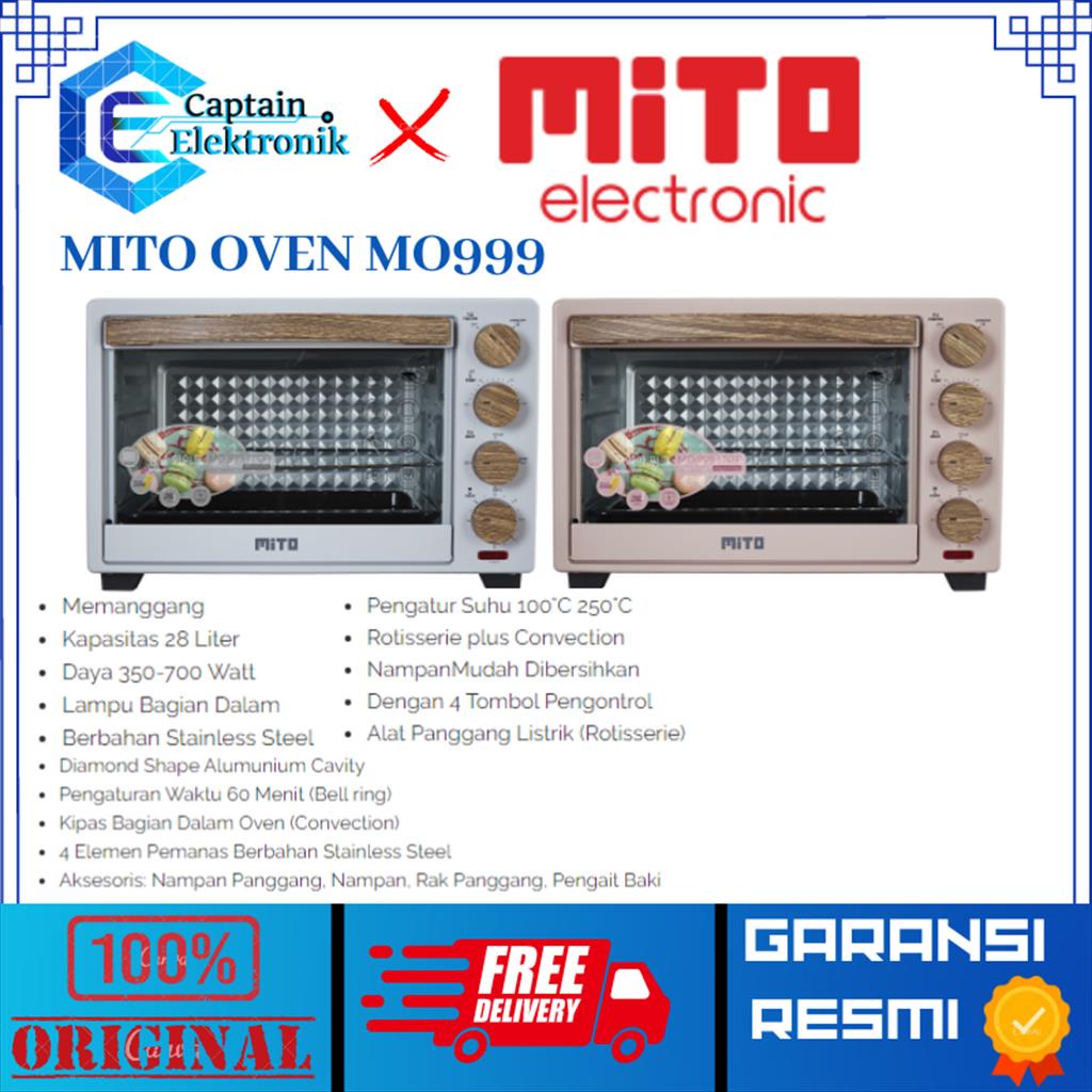 Oven Listrik Mito MO-999 / 999 / MO999 WOOD Top Electric Oven 28 Liter ORI