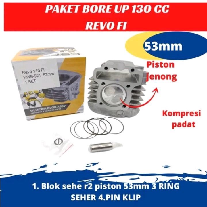 BLOK SEHER REVO 110 FI PNP BLADE REVO ABSOLUTE KODE KWB-921 BORE UP 53MM 130CC