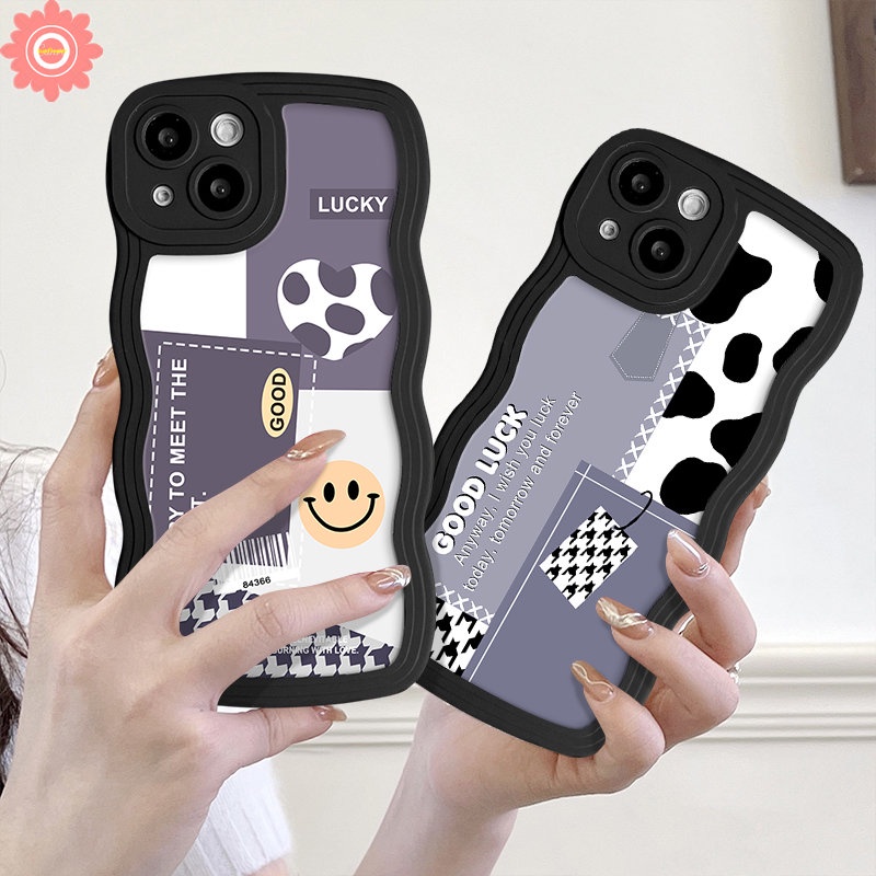 Smile Leopard Soft Case Infinix Note 10Pro 12 G96 12Pro Hot 9 12i 10Lite 10 10s 20s 8 12Pro 20 11s Hot 9 10 12 11 Play Smart 4 5 6 Plus Art Splicing Houndstooth Wavy Edge Cover