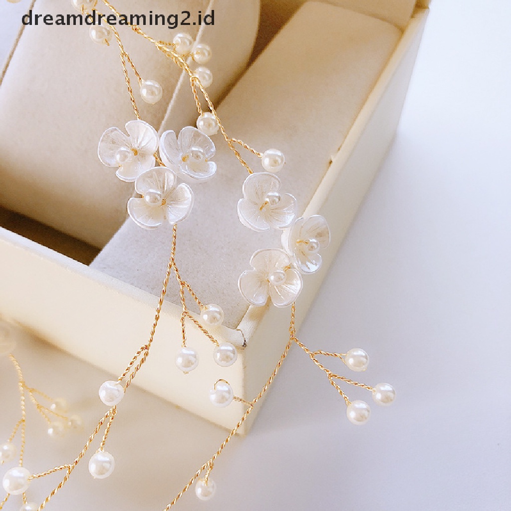 (hot) Bando Kristal Aksesoris Rambut Pernikahan Handmade Bunga Mutiara Untuk Pengantin Perempuan//