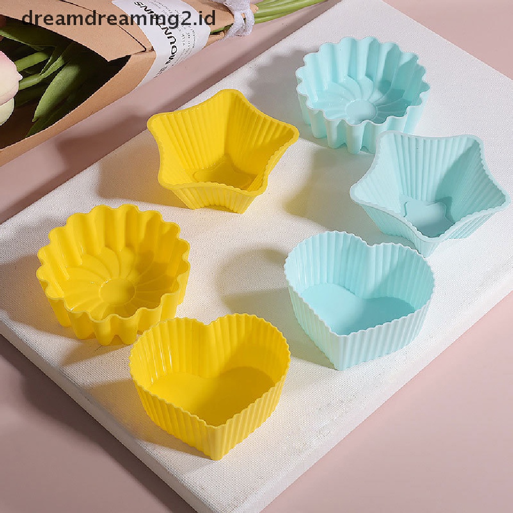 (hot) 2pcs/set Cetakan Cangkir Kue Silikon 3D Bulat Persegi Bentuk Hati Cake Cup Muffin Cupcake Dapur Bakeware Maker DIY Alat Dekorasi Kue//