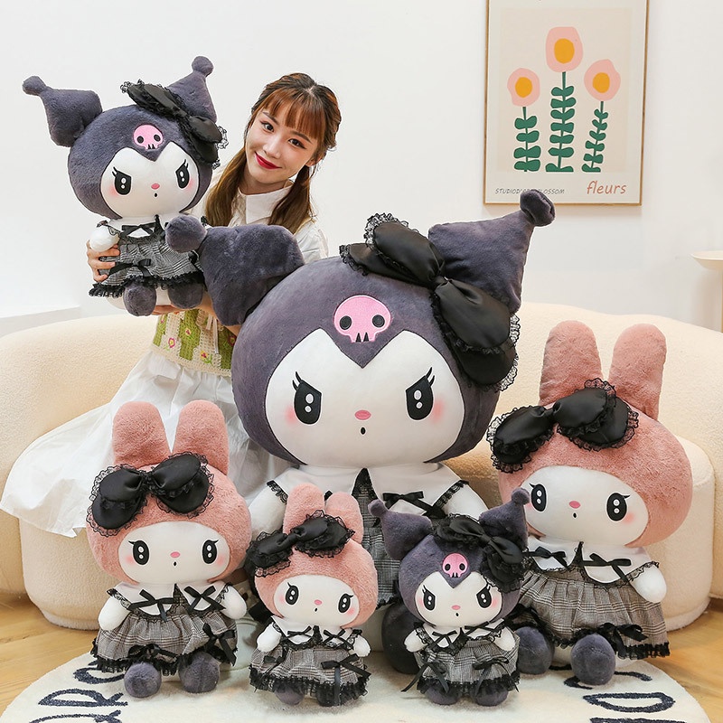 Dark Gothic Kuromi plushie Melody bear Mainan Mewah sanrio doll