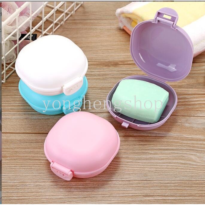 Kotak Sabun Warna Macaroon Dengan Tutup Travel Outdoor Portable Tempat Sabun Wadah Mini Soap Case Kotak Penyimpanan Piring Aksesoris Kamar Mandi