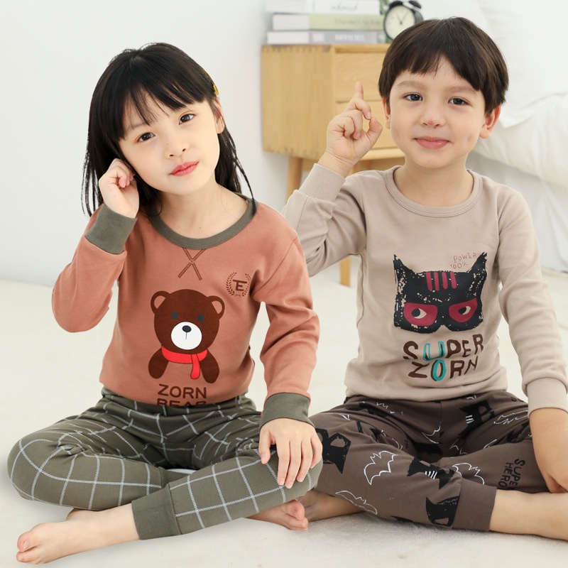 【Baby】Pakaian Baju Tidur Anak Lengan Panjang Import Usia 1-7 Tahun