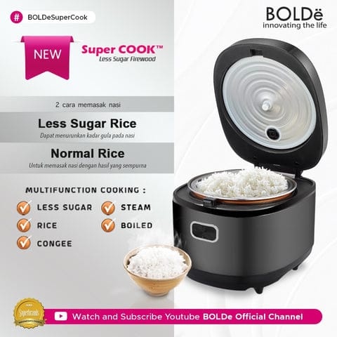 Rice Cooker BOLDE Less Sugar Fire Wood 2 Liter