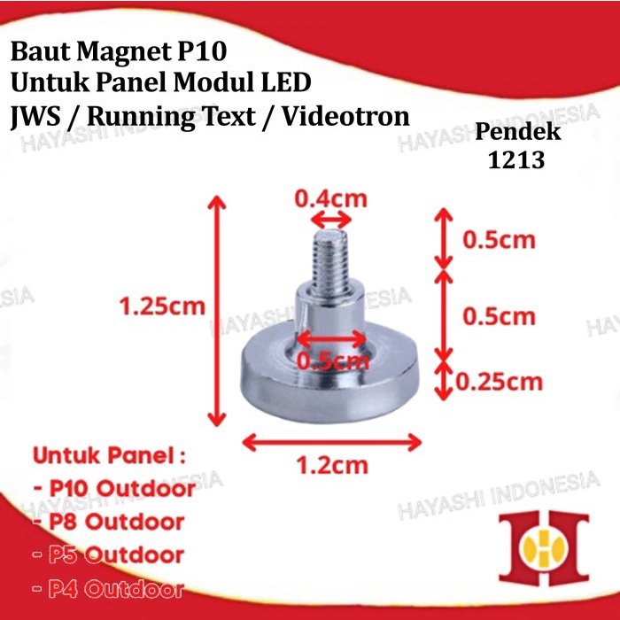 Baut Magnet Panjang Pendek Panel Modul LED P10 Running Text Videotron - 50pcs