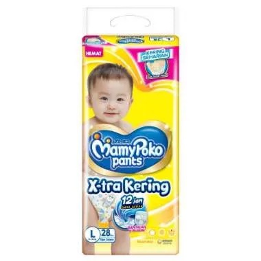 Mamypoko Pants Standar Extra Kering S38 M32 L28 XL26 Daya Serap Extra Popok Bayi Sekali Pakai