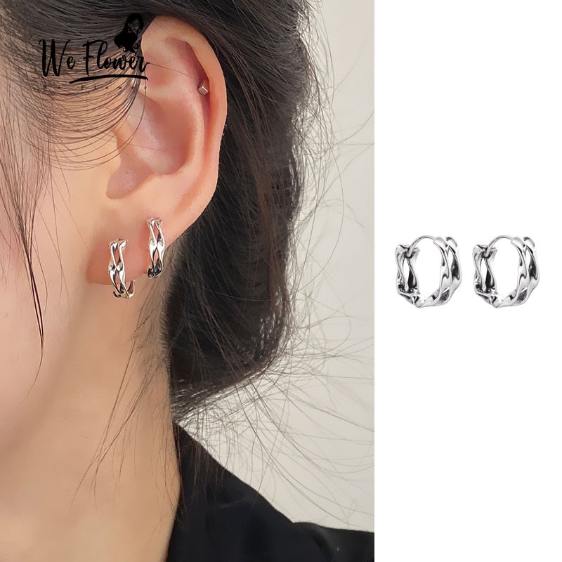 Kami Bunga Trendi S925 Perak Ganda Mobius Cincin Hoop Anting Untuk Wanita Pria Minimalis Geometris Memutar Bulat Lingkaran Anting-Anting Hypoallergenic Telinga Perhiasan Aksesoris