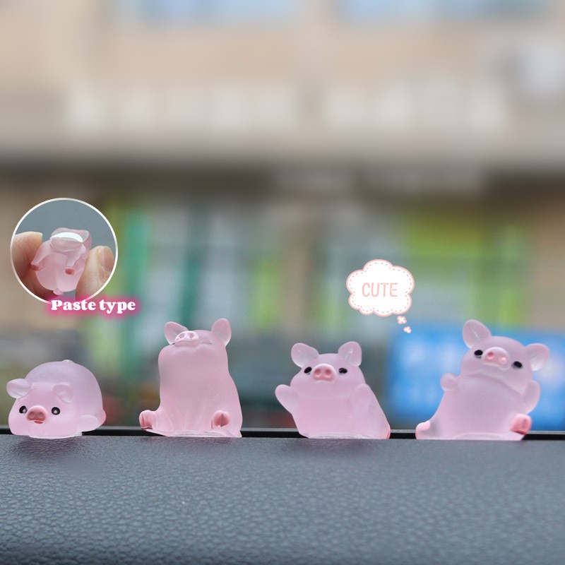 1pc Tempel Tipe Mini Lucu Resin Bercahaya Ayam Babi Ornamen Mobil Kendaraan Hewan Liontin Bebek Dashboard Dekorasi Mobil Interior Dressing