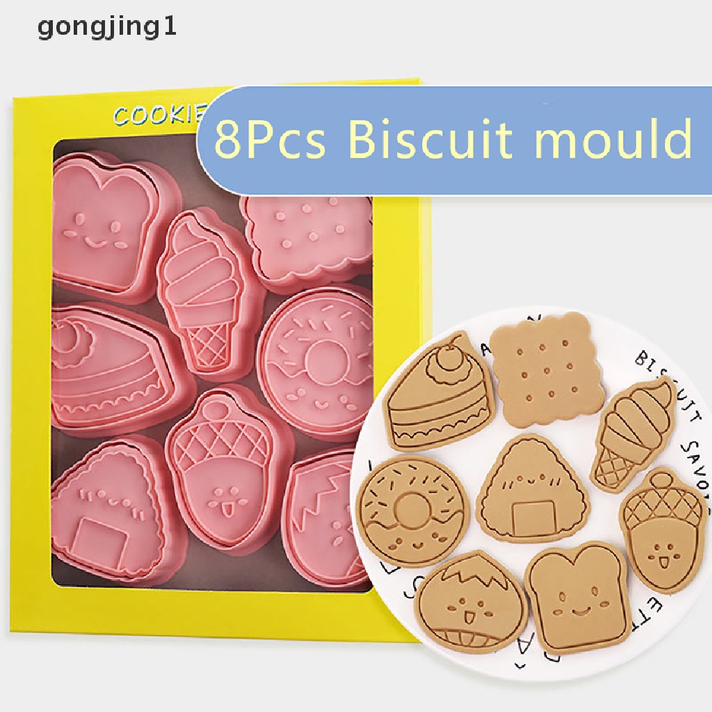 Ggg 8Pcs/set Cookie Cutters Fondant Cutter Cetakan Kue Kering Plastik DIY Fondant Pastry Decorag Baking Alat Masak ID