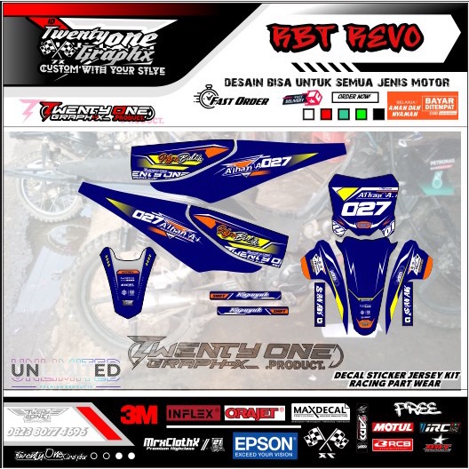 DECAL RBT REVO ABS NEW BLUEDEKAL MOTOR  HONDA YAMAHA REVO ABS FIT NEW JUPITER SUZUKI SMASH SUPRA X V