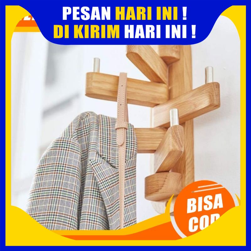 Gantungan perkakas, baju, helm, tas, topi, gantungan kayu, gantungan estetik untuk keperluan anak li
