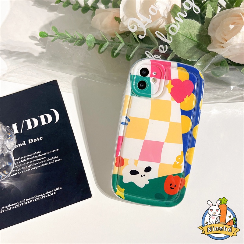 Realme C55 C35 C33 C31 C30 C30s 10c21y C25Y C25 C20 C20A C17 C15 C12 C11 7i 5 5s 5i 6i Badut Lucu Warna Kontras Checker Phone Case Airbag Shockproof Soft Case Cover Pelindung