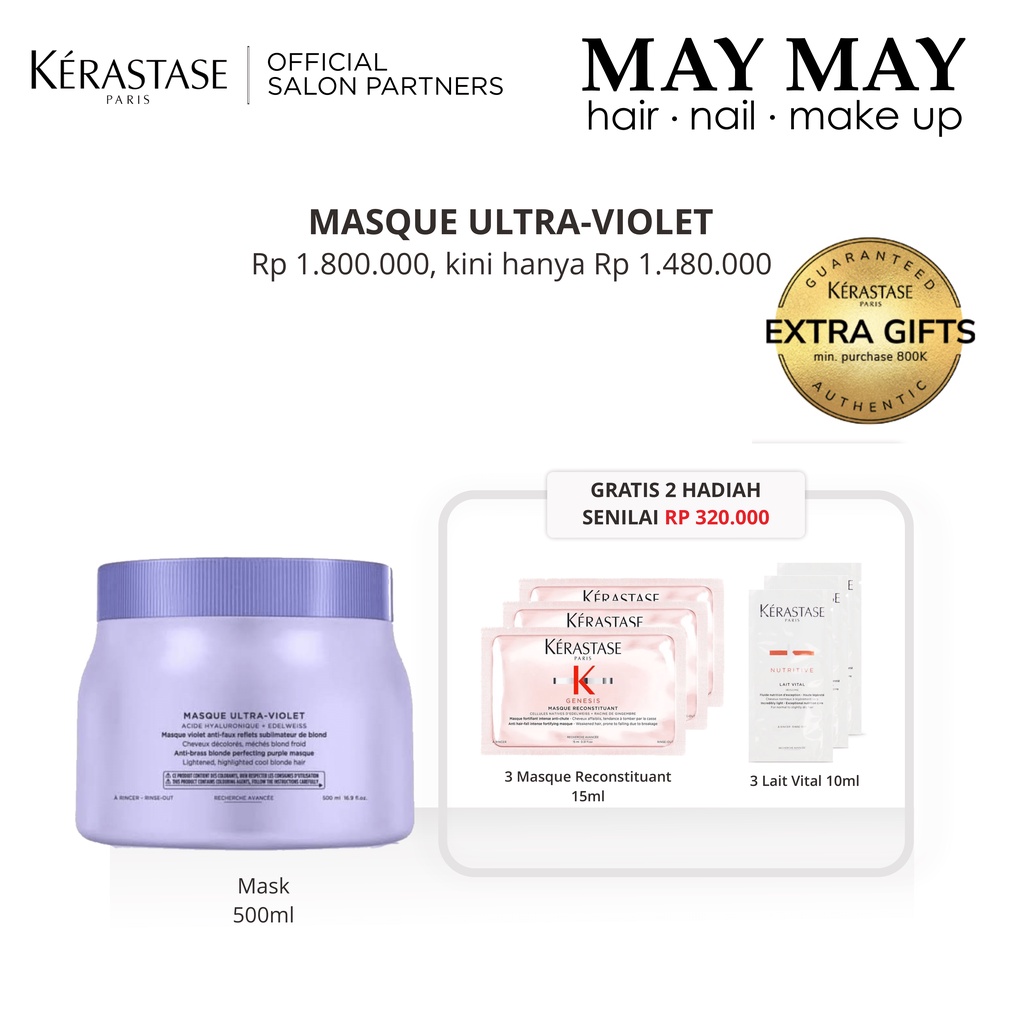 Kerastase Masque Ultra Violet 500ml Masker Rambut Dibleach