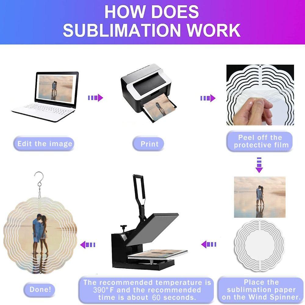 R-FLOWER Sublimasi Angin Spinner Kosongan Aluminium Kerajinan Jendela Halaman Angin Patung Kinetik