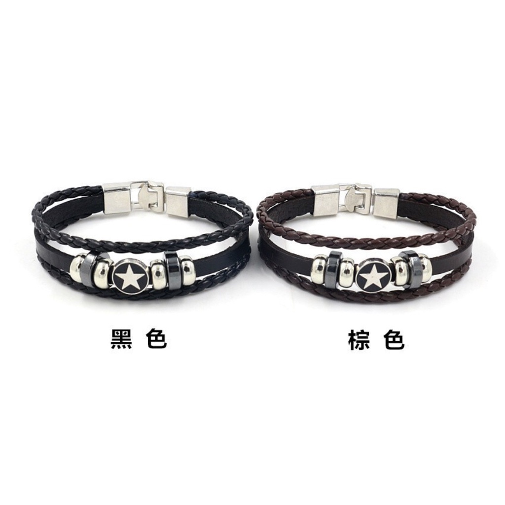 [Z H Perhiasan] Vintage Rock Star Rivet Gelang Kulit Pria Dan Wanita Fashion Stainless Steel Multilayer Manik-Manik PU Gelang Punk Pesta Perhiasan Aksesoris