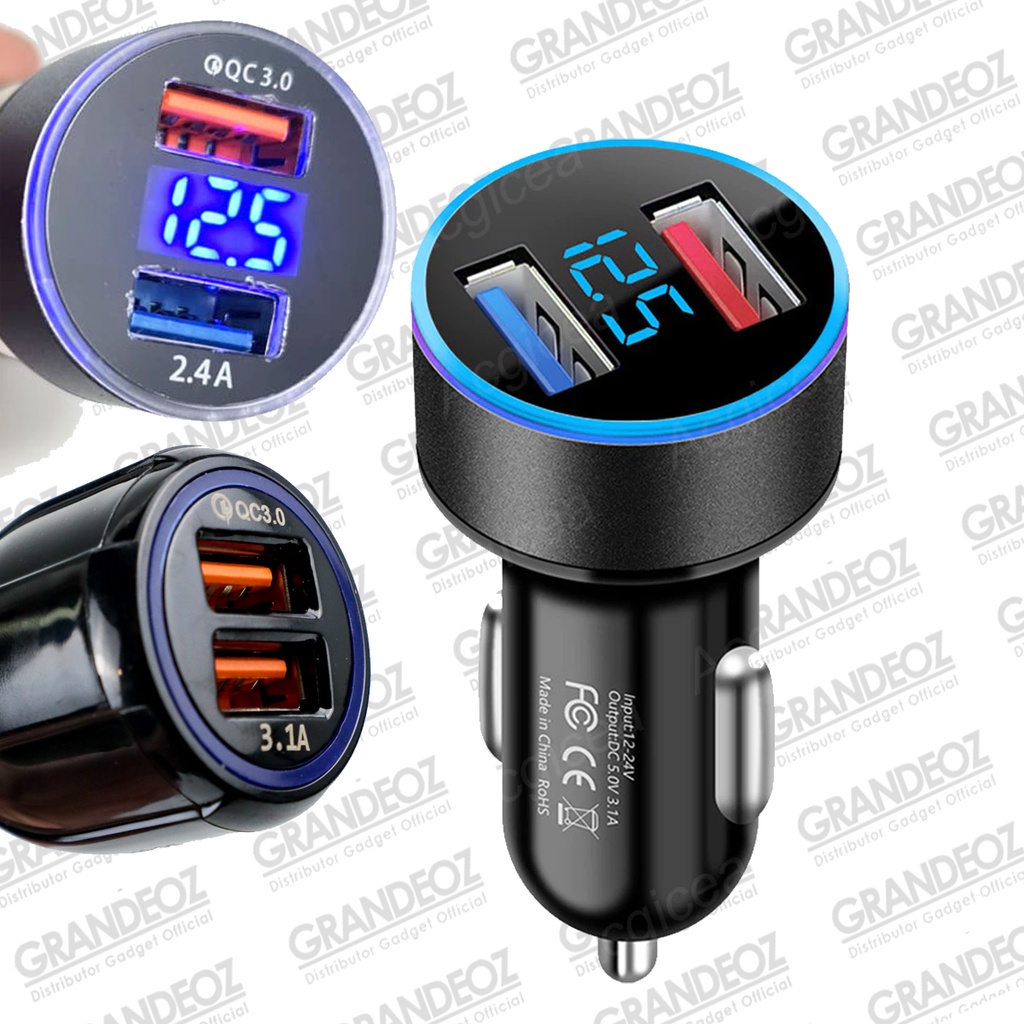 Promo  Taffware 2 DUAL PORT USB CHARGER SMARTPHONE HANDPHONE 2 LUBANG QC mobil qualcomm QUALCOM 6A f