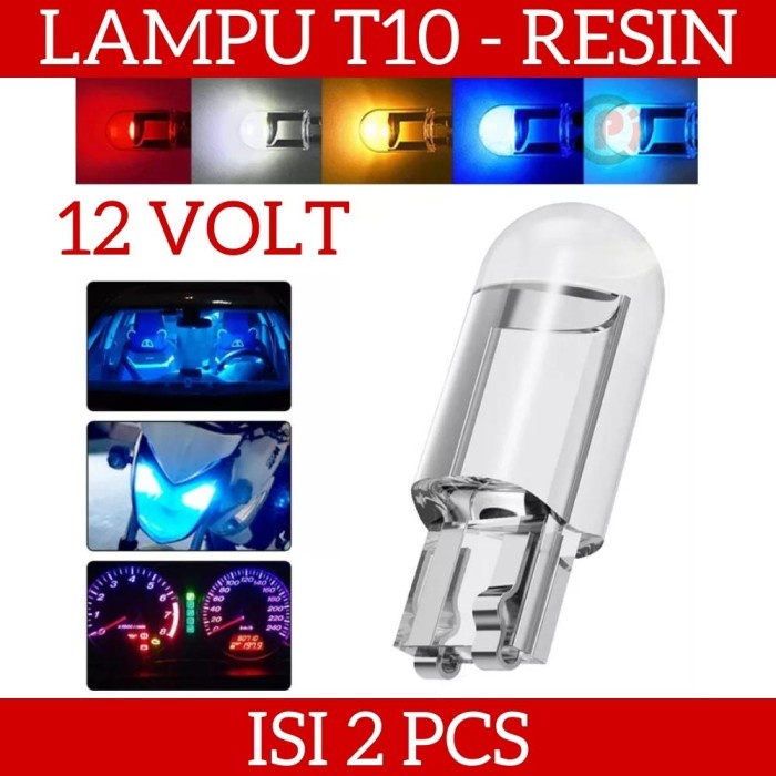 Isi 2 Pcs Lampu LED T10 Resin Full 360 Drajat Untuk Mobil Motor 12V