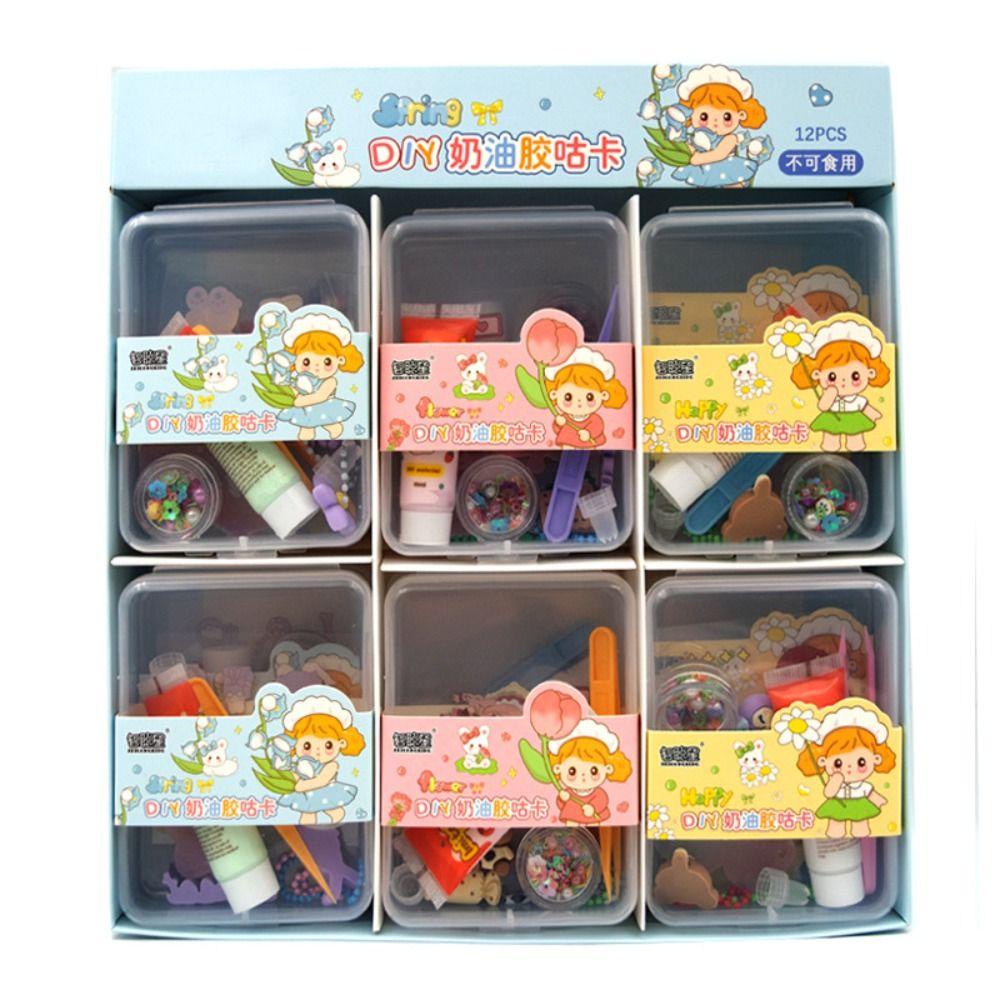 Lanfy Guka Cream Lem Sticker Scrapbooking Stiker Stationery Stiker Alat Tulis Siswa Lengkap Kotak Penyimpanan Bahan Akun Tangan Diy Bahan Storage Box Guka Sticker Set