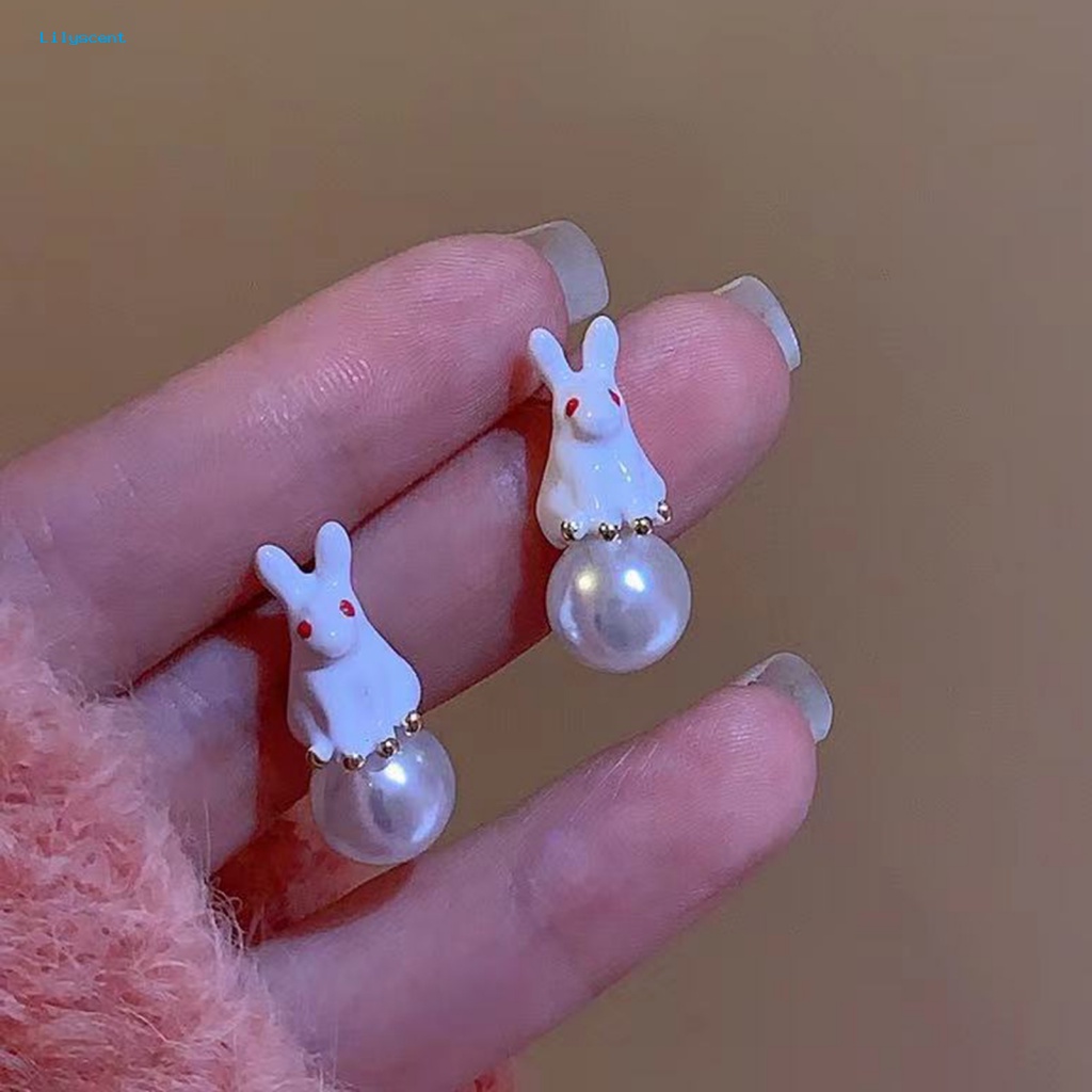 Lilyscent 1pasang 2gaya Ear Studs Untuk Perempuan Kartun Kelinci Telinga Studs Hadiah Perhiasan Ulang Tahun Ultra-Ringan