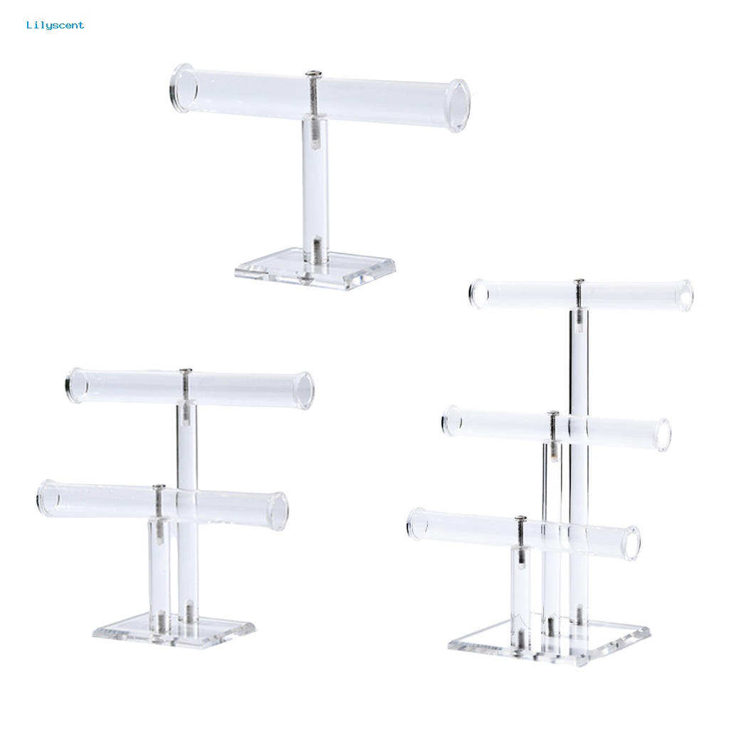 Lilyscent Acrylic Display Stand Pemakaian Rumah Perhiasan Rantai T-bar Rak Display Bertingkat