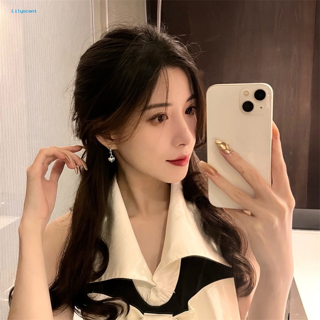 Lilyscent 1pasang Perhiasan Aksesori Menjuntai Anting Untuk Pacaran Gadis Keren Cinta Hati Surat Fashion Drop Earrings Kepribadian