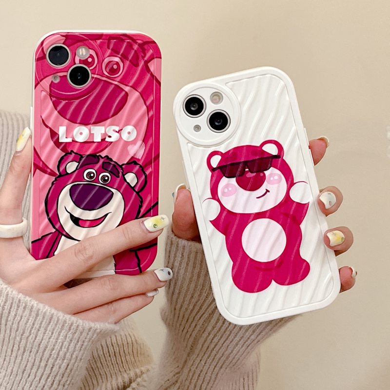 Lovely Strawberry Bear Girl Woman Soft Case HP iP iPhone 7 8 14 + Plus SE 2020 X XS XR Max 11 12 13 Pro Max FTD Wave Casing Apple