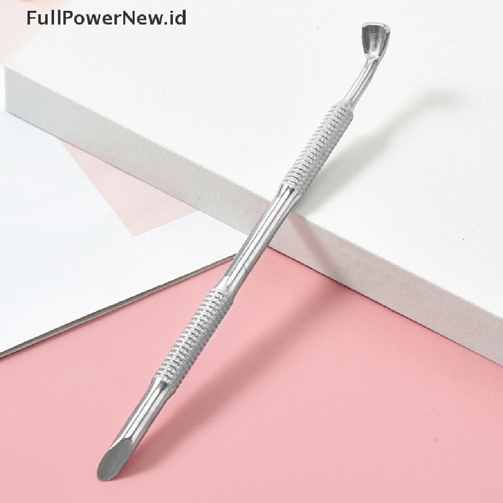 Power Stainless Steel Kutikula Pendorong Kuku Double Ended Spoon Nail Art Pedicure Alat ID