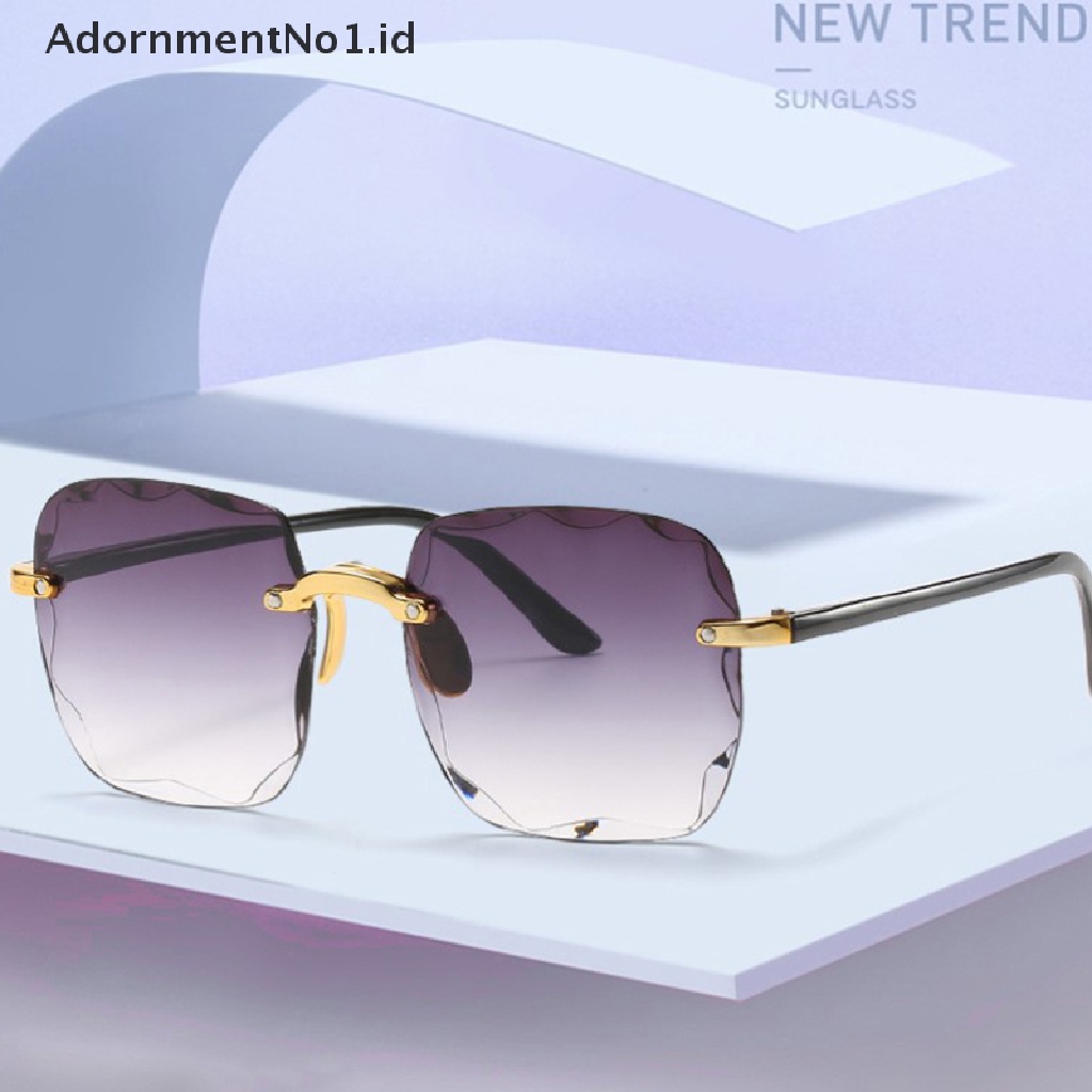 [AdornmentNo1] Uv400 Perlindungan Square Rimless Sunglasses Untuk Wanita Berwarna Frameless Eyewear Musim Panas Vintage Transparan Gradien Kacamata Matahari [ID]