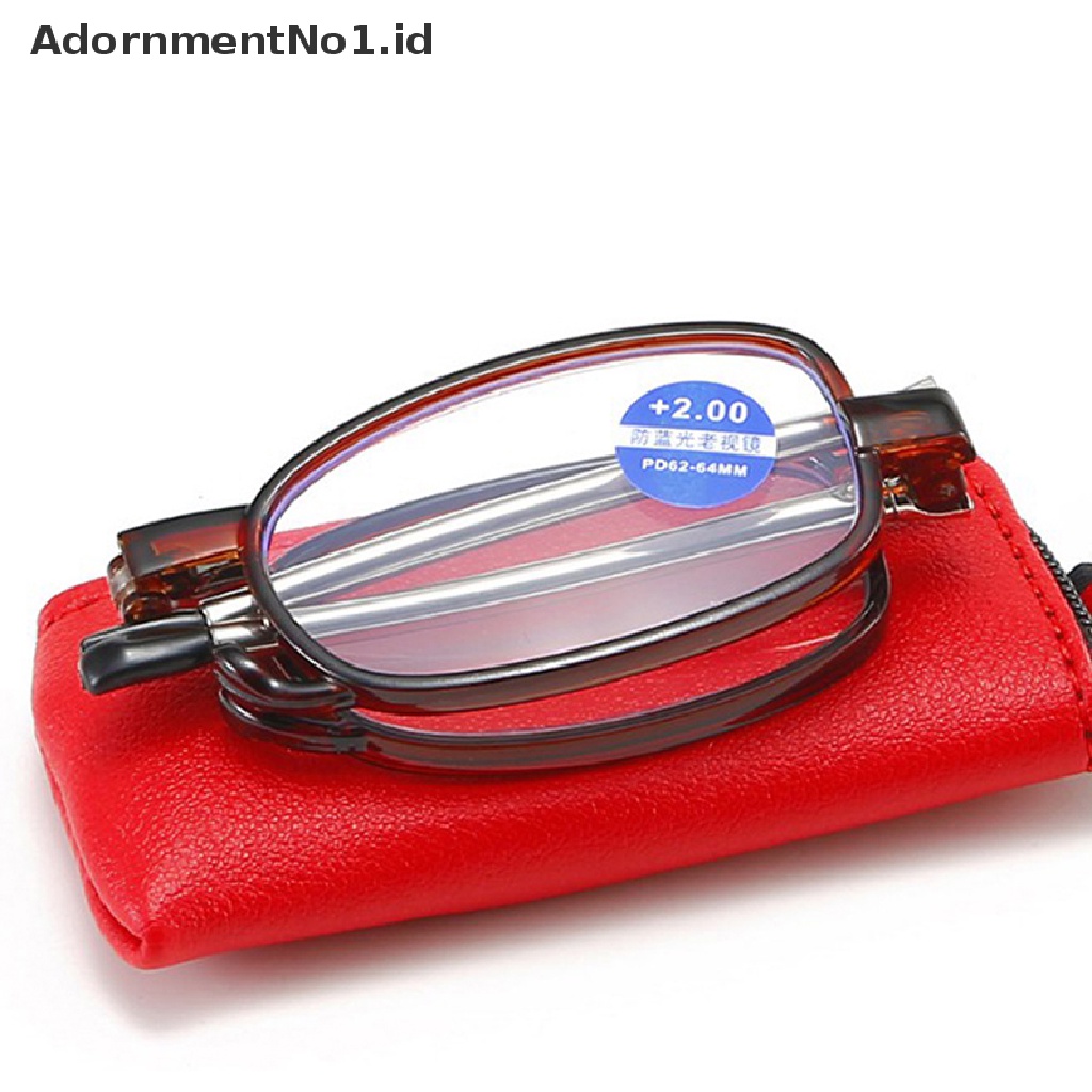 [AdornmentNo1] Kacamata Baca Blue Ray Pria Wanita Kacamata Lipat Frame Metal With Box Portable [ID]