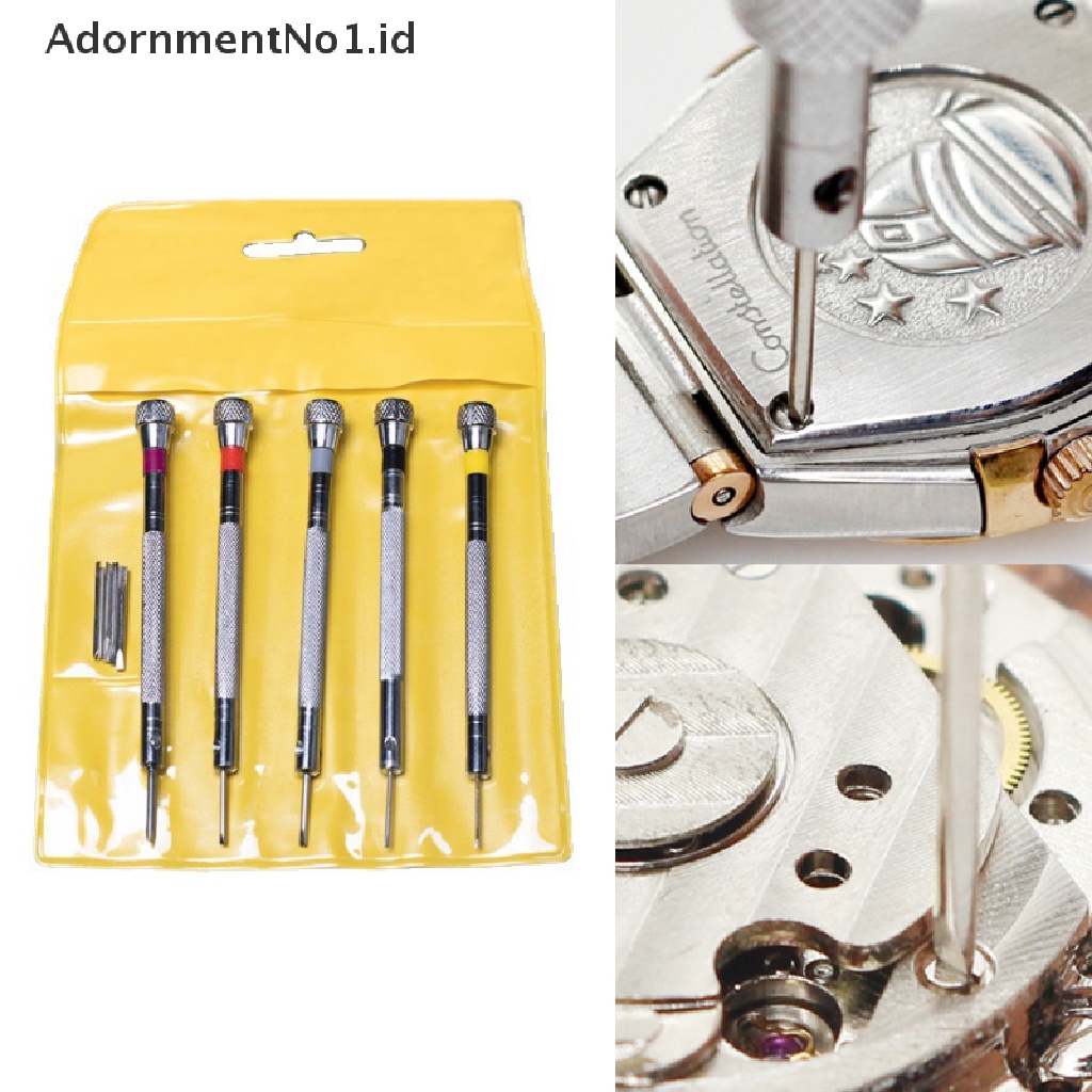 [AdornmentNo1] 5pcs Obeng Mini Dengan Mata Slotted Untuk Reparasi driver Sekrup Kacamata Jam Tangan [ID]