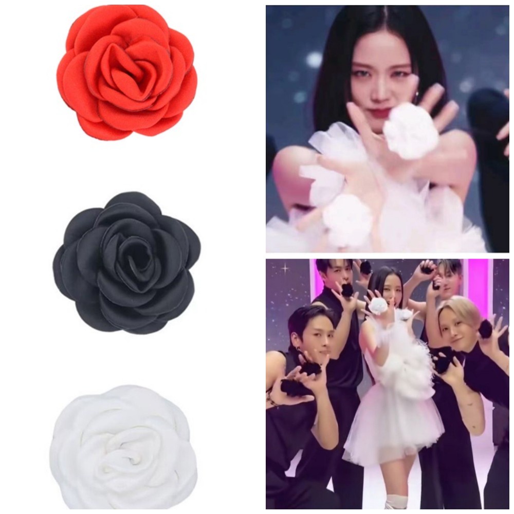 2pcs Blackpink Jisoo Flower Camellia Cincin Jari Tangan Untuk Wanita Dance Prop Flower Blackpink