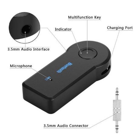 Indoholic Bluetooth Audio Receiver / Music Wireless Handsfree Car Connector A2DP HP Speaker Alat Pemancar Jack