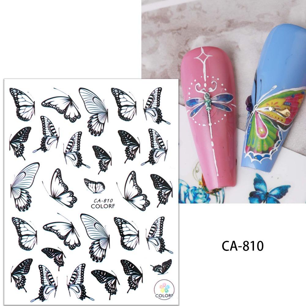 AUGUSTINA Agustina Stiker Kuku Kupu-Kupu Wanita Korea Capung Fashion Bunga Aurora Butterfly Nail Dekorasi