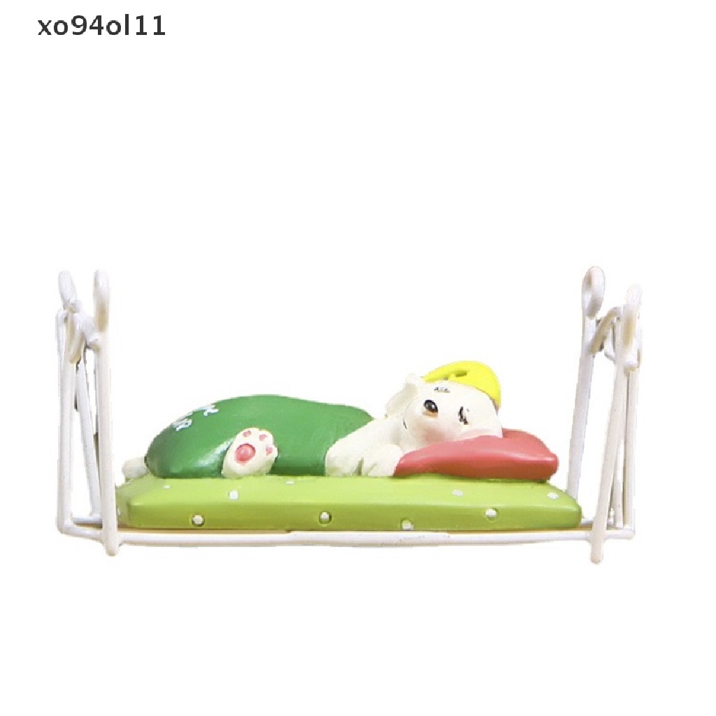 Xo1:12rumah Boneka Miniatur Eropa Ranjang Besi Kartun Anjing Tidur Model Microlandscape Pemandangan Hidup Dekorasi Mainan Aksesoris Rumah Boneka Desktop Ornamen OL